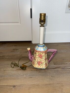 Mackenzie-Childs Style Teapot Lamp Tea Kettle Colorful Pattern Floral Vintage
